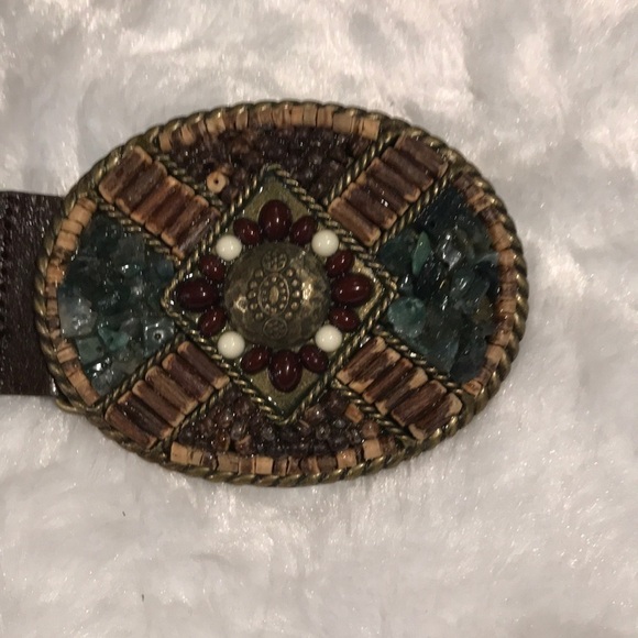 Hobo gorgeous chocolate leather belt with stones - Picture 2 of 3